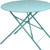 36" Aqua Rounded Aluminum Folding Outdoor Dining Table with Umbrella Hole