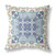 18" X 18" Off White And Blue Floral Blown Seam Suede Throw Pillow