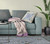 18" X 18" Off White And Blue Floral Blown Seam Suede Throw Pillow