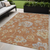 5' X 8' Orange Copper And Gray Floral Washable Indoor Outdoor Area Rug