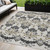 5' X 8' Black Beige And Gold Oriental Washable Indoor Outdoor Area Rug