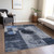 3' X 5' Navy Blue Gray And Charcoal Geometric Washable Indoor Outdoor Area Rug