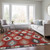 3' X 5' Red Ivory And Salmon Southwestern Washable Indoor Outdoor Area Rug