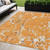 5' X 8' Orange Brown And Ivory Striped Washable Indoor Outdoor Area Rug