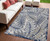 4' X 6' Navy Blue And Ivory Botanical Leaves Indoor Outdoor Area Rug
