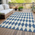 5' X 8' Navy Blue And Ivory Geometric Washable Indoor Outdoor Area Rug