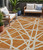 5' X 8' Copper And Beige Geometric Washable Indoor Outdoor Area Rug Transitional Style - Copper, Beige Color