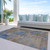 3' X 5' Navy Blue And Brown Abstract Washable Indoor Outdoor Area Rug