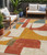5' X 8' Coral Gold And Ivory Geometric Washable Indoor Outdoor Area Rug