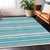 3' X 5' Teal Blue Gray And Ivory Striped Washable Indoor Outdoor Area Rug