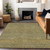 3' X 5' Sage And Gold Striped Washable Indoor Outdoor Area Rug