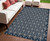 4' X 6' Navy Blue And Ivory Geometric Indoor Outdoor Area Rug - Navy Blue, Ivory