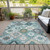 3' X 5' Teal Blue Beige And Ivory Southwestern Washable Indoor Outdoor Area Rug