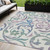 5' X 8' White Purple And Sage Floral Washable Indoor Outdoor Area Rug