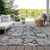 3' X 5' Gray Charcoal And Silver Floral Washable Indoor Outdoor Area Rug - Gray, Charcoal, Silver