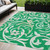 5' X 8' Mint Green And Ivory Floral Washable Indoor Outdoor Area Rug