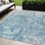 5' X 8' Teal Blue And Ivory Abstract Washable Indoor Outdoor Area Rug - 880016693454
