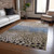 5' X 8' Khaki And Taupe Abstract Washable Indoor Outdoor Area Rug