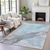 3' X 5' Teal Blue And Gray Abstract Washable Indoor Outdoor Area Rug - Teal Blue, Gray