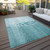 3' X 5' Teal Blue Aqua And Ivory Nautical Washable Indoor Outdoor Area Rug