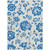 3' X 5' White And Denim Blue Floral Washable Indoor Outdoor Area Rug