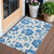 3' X 5' White And Denim Blue Floral Washable Indoor Outdoor Area Rug