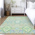 5' X 8' Mint Green Blue And Ivory Oriental Washable Indoor Outdoor Area Rug