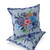 Set of Two 16" X 16" Blue and Gray Botanical Indoor Outdoor Throw Pillow - 606114847991