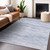 5' X 8' Sky Blue Striped Washable Indoor Outdoor Area Rug