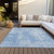 3' X 5' Denim Blue And Ivory Abstract Washable Indoor Outdoor Area Rug Transitional Style - Denim Blue, Ivory Color