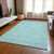 5' X 8' Aqua And Ivory Floral Washable Indoor Outdoor Area Rug - Aqua, Ivory