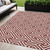 5' X 8' Merlot And Ivory Geometric Washable Indoor Outdoor Area Rug