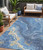 5' X 8' Blue Gold And Ivory Abstract Washable Indoor Outdoor Area Rug - Blue, Gold, Ivory