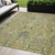 5' X 8' Artichoke Green Gray And Tan Damask Washable Indoor Outdoor Area Rug