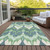3' X 5' Green Ivory And Blue Ikat Washable Indoor Outdoor Area Rug