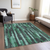 5' X 8' Sage Teal Blue And Emerald Striped Washable Indoor Outdoor Area Rug