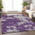 3' X 5' Purple And Lavender Abstract Washable Indoor Outdoor Area Rug Transitional Style - Purple, Lavender Color