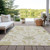 3' X 5' Ivory Green And Tan Floral Washable Indoor Outdoor Area Rug