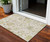 3' X 5' Ivory Green And Tan Floral Washable Indoor Outdoor Area Rug
