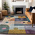 5' X 8' Green Purple And Blue Geometric Washable Indoor Outdoor Area Rug