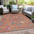 5' X 8' Orange Blue And Pink Floral Washable Indoor Outdoor Area Rug