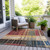 3' X 5' Beige Red And Yellow Striped Washable Indoor Outdoor Area Rug