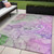 5' X 8' Purple Abstract Washable Non Skid Indoor Outdoor Area Rug