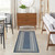 8' Denim Blue And Ivory Geometric Indoor Outdoor Runner Rug