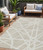 5' X 8' Beige And Ivory Geometric Washable Indoor Outdoor Area Rug Transitional Style - Beige, Ivory Color