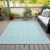 3' X 5' Aqua And Beige Ogee Washable Indoor Outdoor Area Rug