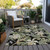 3' X 5' Black Beige And Fern Green Botanical Leaves Washable Indoor Outdoor Area Rug