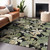 3' X 5' Black Beige And Fern Green Botanical Leaves Washable Indoor Outdoor Area Rug