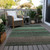 3' X 5' Green And Khaki Striped Washable Indoor Outdoor Area Rug