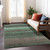 3' X 5' Green And Khaki Striped Washable Indoor Outdoor Area Rug